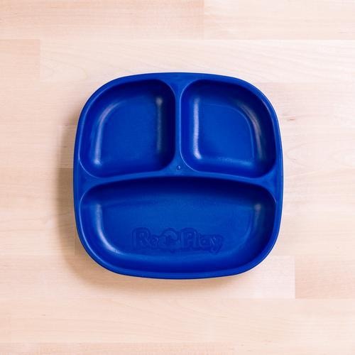 Re-Play - Assiette divisée en plastique recyclé Bleu marin