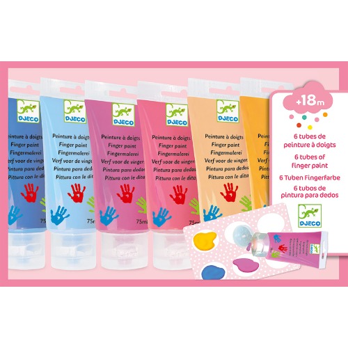 Djeco- 6 tubes de peinture à doigts couleur sweet
