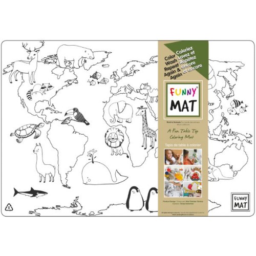 Funny Mat - Napperon à colorier Les animaux du monde