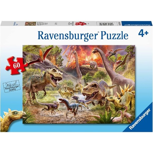 Ravensburger- Puzzle 60 pièces- Bataille des dinosaures